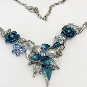 Vintage Blue Enamelled and Silver Tone Necklace